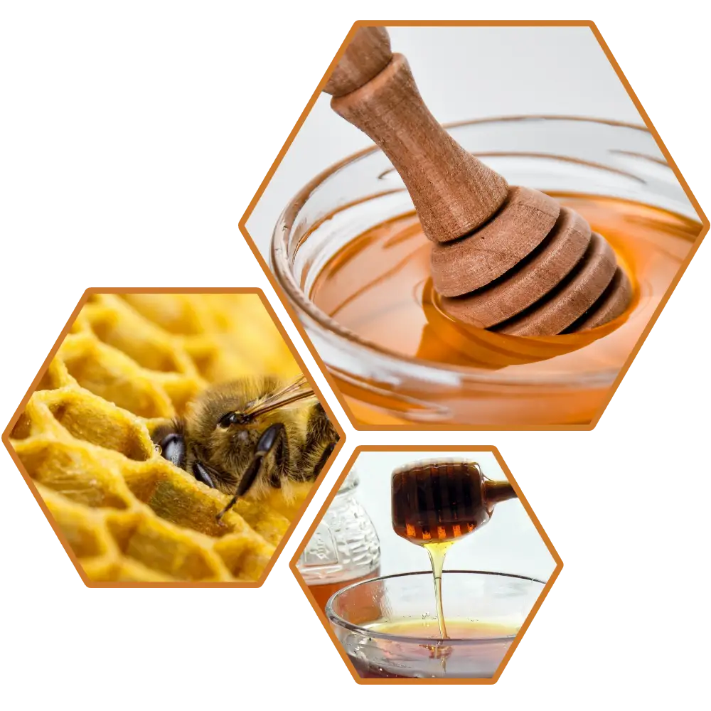 A picture of honey and other ingredients in a bowl.